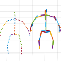 motion capture line representations of the segments of a standing person