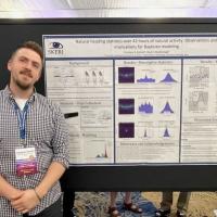 Photo of Dr. Sinnott next to his poster at VSS 2024